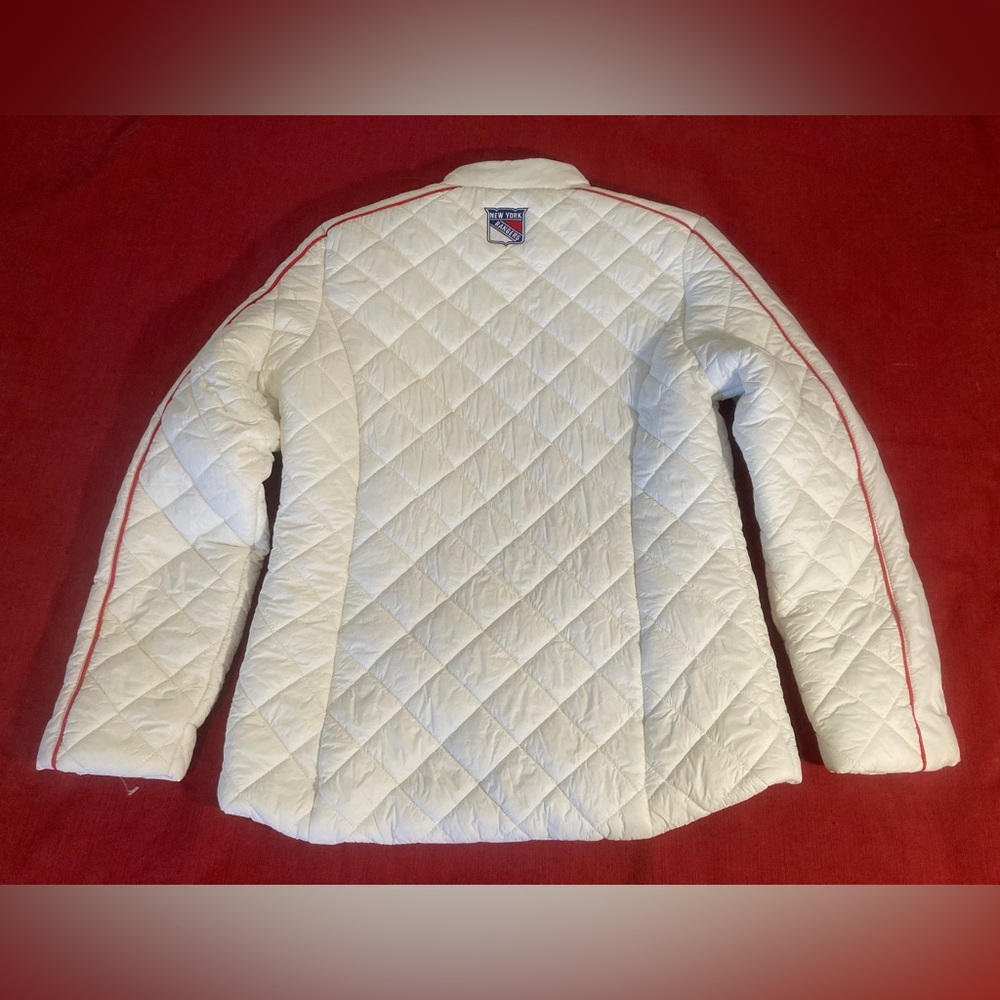 New York Rangers White Jacket Winter Coat Women’s Medium Diamond Pattern - Picture 4 of 5
